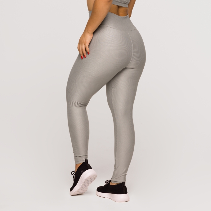 Legging Fitness Feminina Academia Poliamida Cós Cruzado Cinza