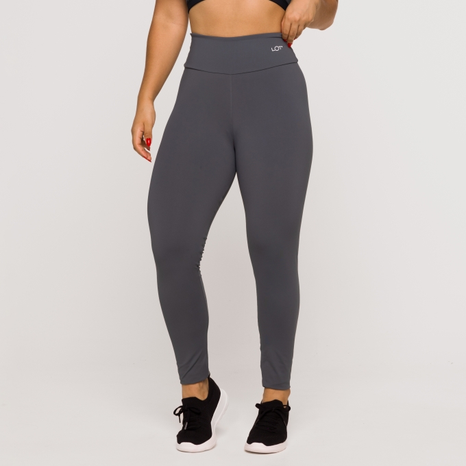 Calça Legging Fitness Poliamida Básica Cinza Chumbo