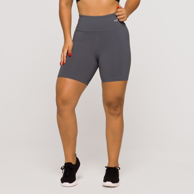 Short Fitness Poliamida Feminino Academia Básico Cinza Chumbo