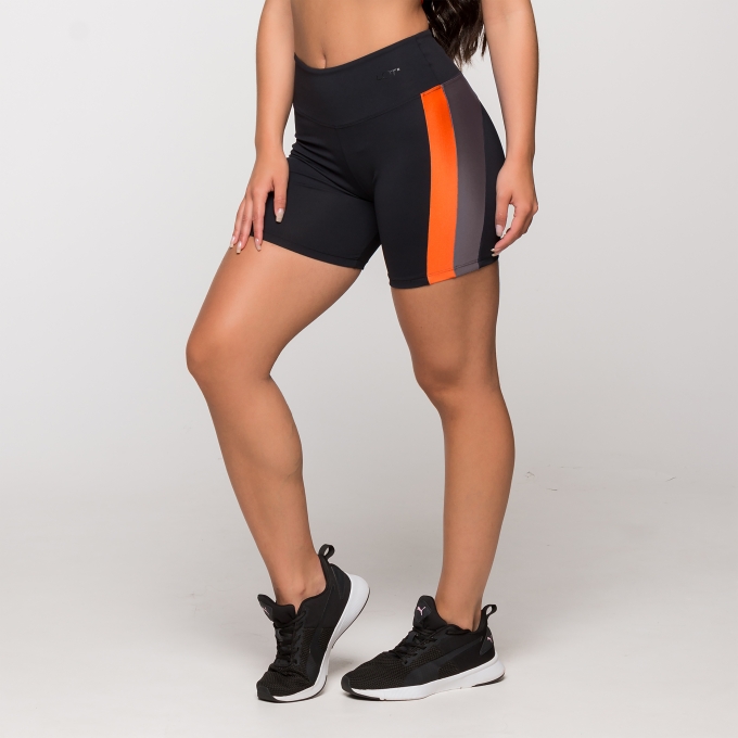 Short Fitness Poliamida com Faixa Lateral Feminino Academia