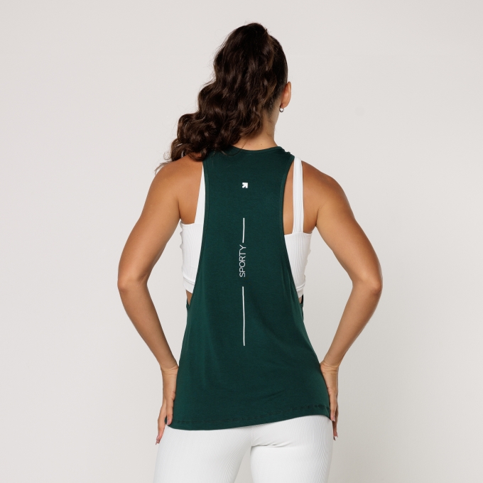 Regata Fitness Feminina Viscolycra Verde Estampada