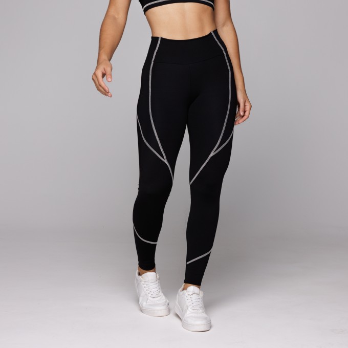 Legging Poliamida Fitness Alta Compressão Academia Preta Sense