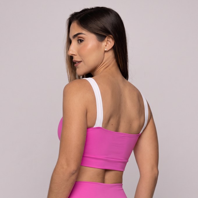 Top Academia Com Recorte Off White Alça Larga