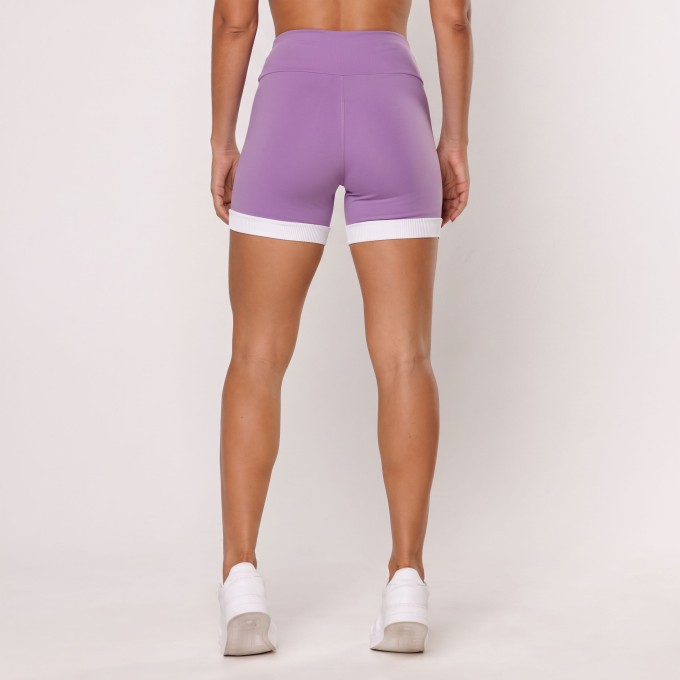 Short Lilás com Recorte Off White Fitness Poliamida